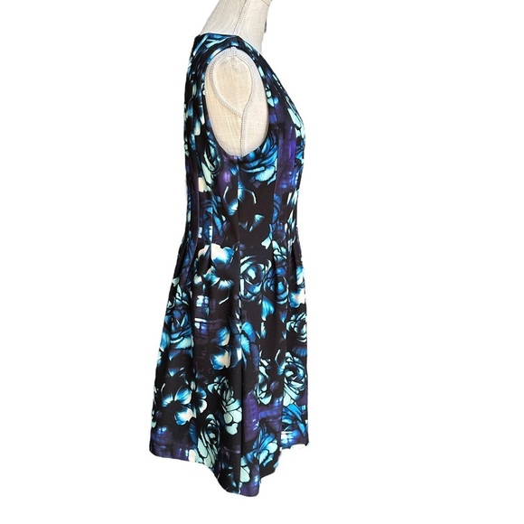 Vince Camuto Womens Blue Floral Print Fit & Flare Midi‎ Dress Size 14 - Picture 2 of 13